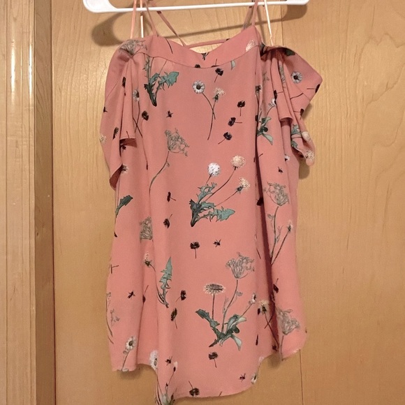Express Dandelion Print Cold Shoulder Blouse - SIZE MEDIUM - Picture 5 of 7